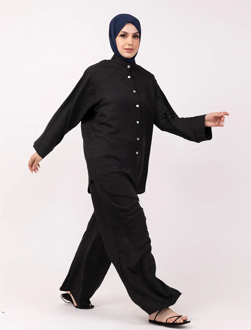 Black Linen Feel Co Ord